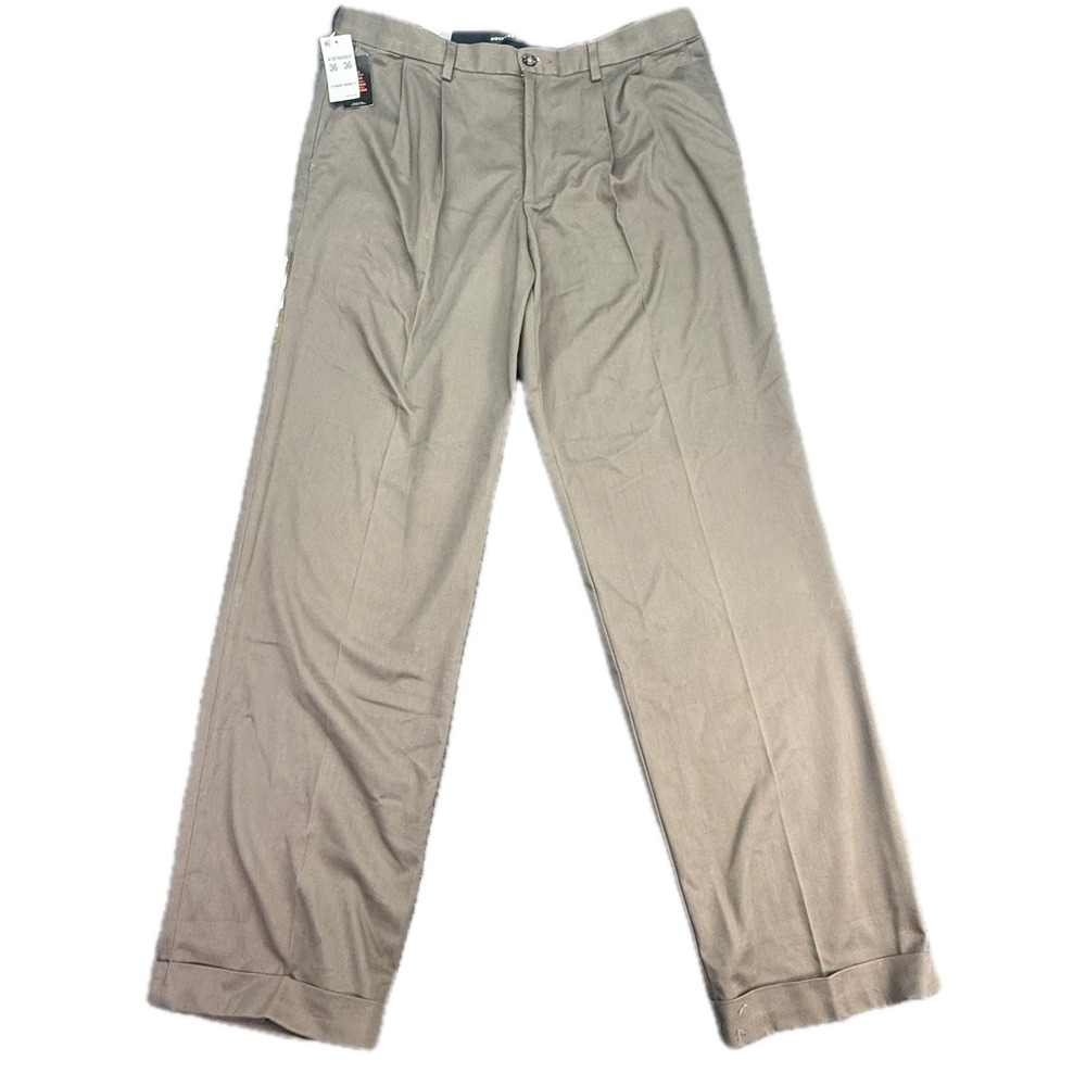 Dockers Comfort Khaki Pants Mens 36x36 Brown Relaxed Fit Pleated Stretch